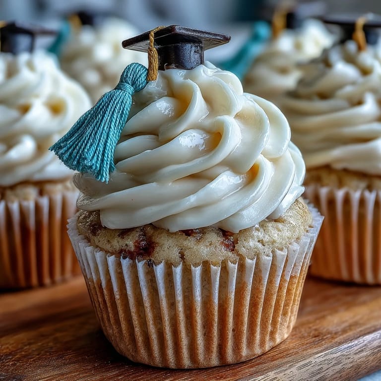 Simple Graduation Cupcakes with Cap Fondant Toppers: moist vanilla cupcakes decorated with buttercream and fondant graduation caps for celebrations.